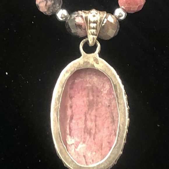 Sterling Silver pink Rhodondite pendant Faceted Bead Necklace Artisan - Picture 4 of 12